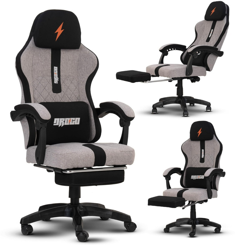 Drogo Gaming Chair, Home & Office Chair with Footrest, Adjustable & Recline Ergonomic Gaming Chair(Grey)