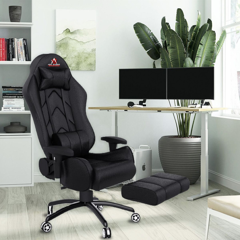 ASE Gaming Gold Series with 180 Degree Reclining And Black Metal Base Gaming Chair(Black)