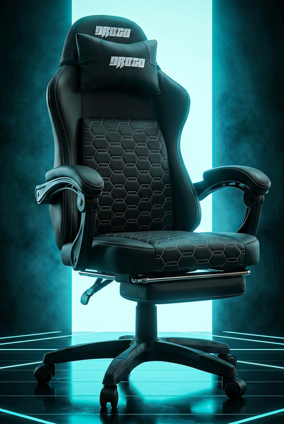 Drogo Pulse Ergonomic Gaming Chair, PU Leather, Lumbar Support, Recliner & Footrest Gaming Chair(Black)