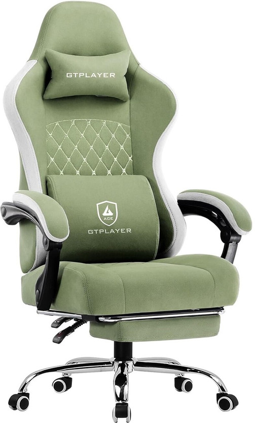 GTPLAYER Cloud Gaming Chair with Footrest, Ergonomic Office Chair, 1-Year Warranty Gaming Chair(Green)