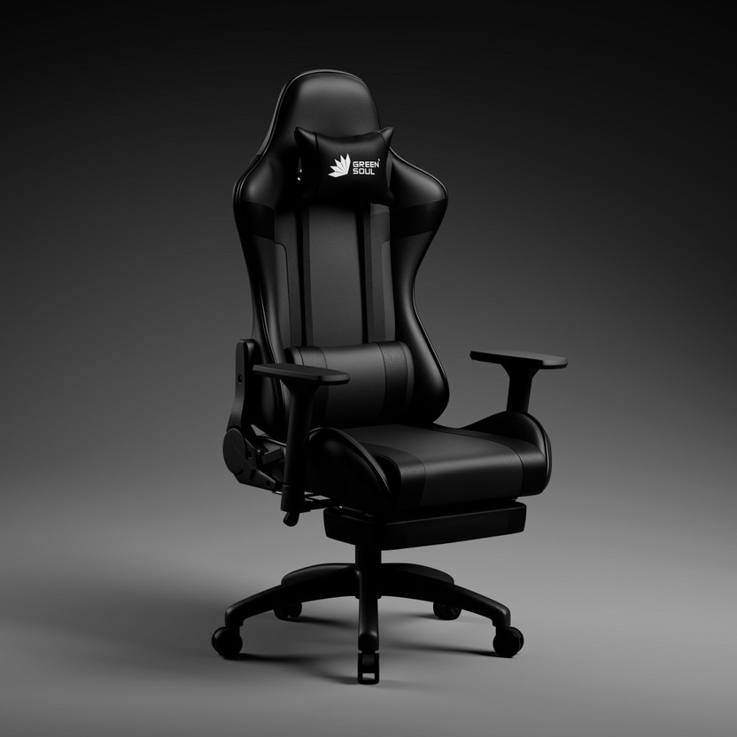 GREEN SOUL Raptor Pro Racing Edition Ergonomic Premium PU Leather| Massager & Legrest Gaming Chair(Black)
