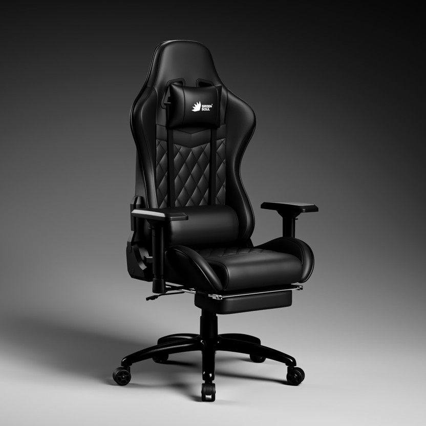GREEN SOUL Ghost (2026 Edition) Upholstery with Diamond Stitching| 4D Armrest | 180 Recline Gaming Chair(Black)