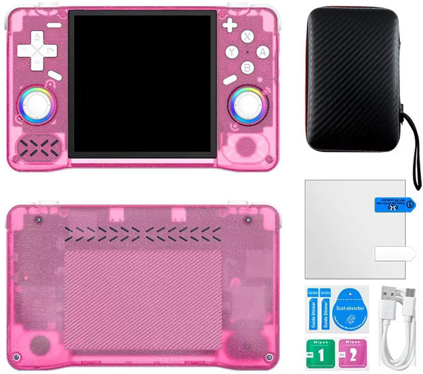 Playtastic XF40H Retro Gaming Console with 4.0 Inch 4K HD IPS Screen Inbuilt WIFI 64 GB with Preloaded 20,000+ Classic Games, Open Source Linux System(Pink)