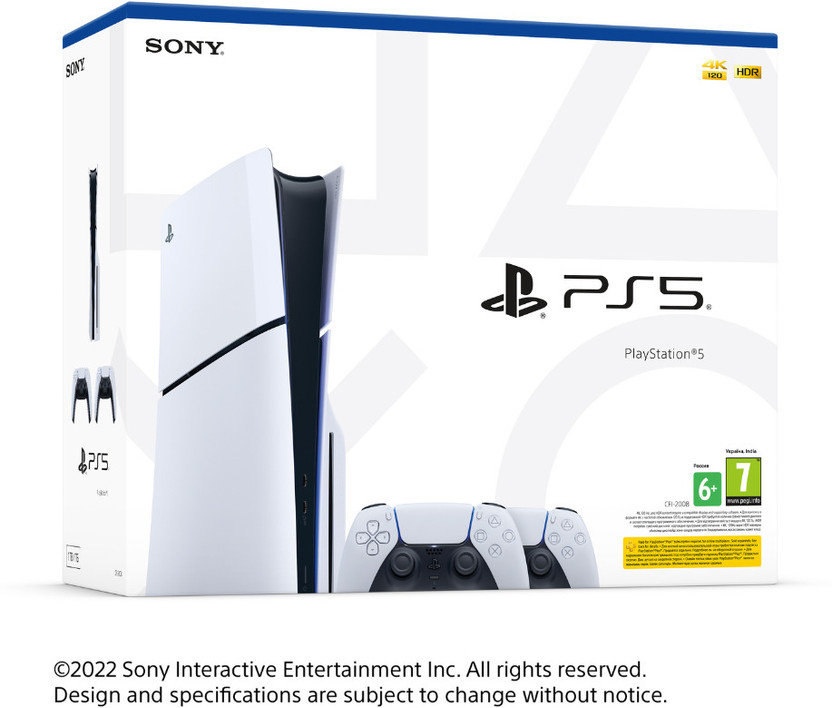 SONY PS5 Console Disc Slim PS5® Console CFI-2008A01 1 TB(White, DS Controllers Bundle)