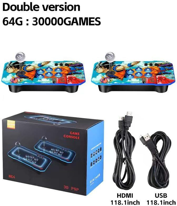 Playtastic N64 Retro Game Console with 30000+ pre installed Games 64 GB with Two Wireless Controllers for PS-1/CPS/FC/GBA Arcade Gaming(Black)