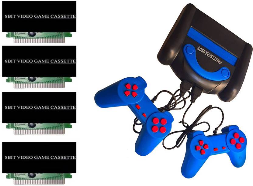 PTCMart fun station 8bit TV video game console & 4 cassettes with