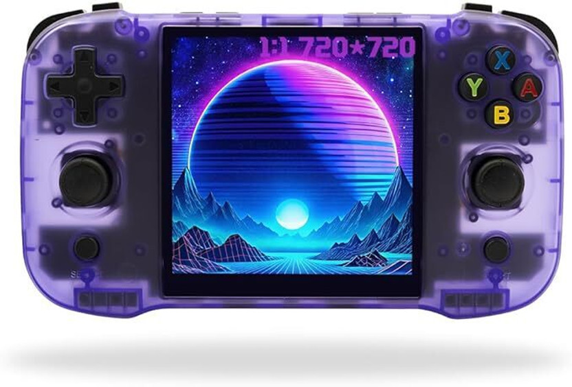 Confiavel Retro Handheld Game ,R46S, Linux System, Portable Gaming 64 GB with Yes(Purple)