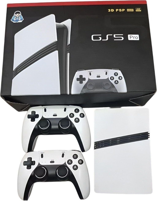 HG WORLD Retro GS5 PRO Gaming Console with 2.4G Dual Video Games For TV Wireless Gamepad 128 GB with 53+ Emulator, Full HD HDMI Output, TV Game Set(White, Loved by fans of Playstation Mini PS5,PS4,PS3,PS2,PS1,PSP,Xbox,Nintendo Switch)