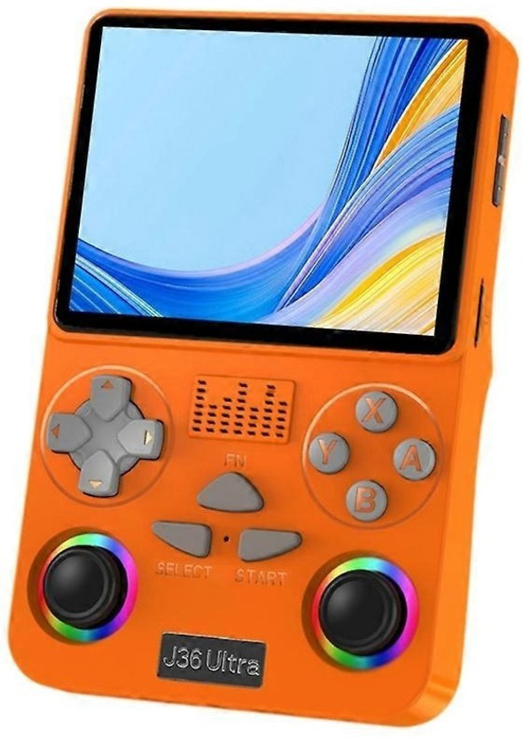 HG WORLD Retro J36 Ultra Video Game Hand Gaming Console For Pocket Game Box, Handheld Gaming Console with 3.5" IPS HD Display,Rechargeable Battery, 64 GB with 30,000+God of war, GTA Vice city, Crash Bandicoot & Many More(Orange, 20+ Emulator Hand Video Game, RGB joystick lighting, Built-in YouTube s