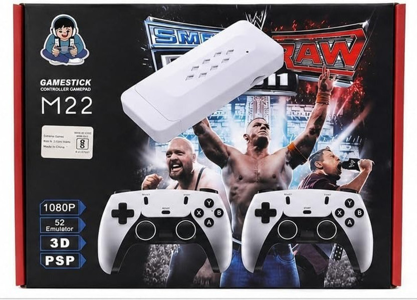 HG WORLD M22 Retro Gaming Console with 2.4G Dual Wireless Gamepad Game stick 64 GB with 30000+ Remote Video Games for Kids, God of War, GTA, Mario and More Games For TV(White, Loved by Fans of PlayStation Mini PS5,PS4,PS3,PS2,PS1,PSP,Xbox,Nintendo Switch)