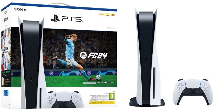 SONY PlayStation 5 console- FC 24 825 GB with EA SPORTS FC 24 full game voucher(White)