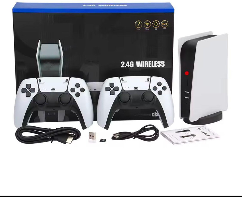 Playtastic M5 Video Game Console 4k Retro Game tv Box 15000+ Free Games 64 GB with Plug & Play TV Gaming Box, 2 Wireless Controllers(White)