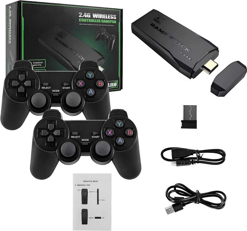 HG WORLD Retro Game Stick 2.4G Wireless Classic Video Game Portable Pocket Gaming Console 64 GB with Super Contra & Many More Games(Black, 25000+ Games, Super Contra & Many More Games, TV Video Games, Yes)