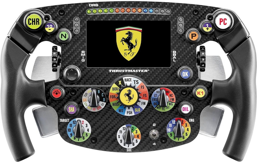 THRUSTMASTER Ferrari SF-25 Wheel Add-On F1 Steering with Interactive Display & LEDs with Extensive Mappable Inputs, Carbon Fiber Build, , Perfect Gift For Racing Gamers(Black, Top Choice for User of Logitech,PXN,Moza,Hori,Momo,Forza Horizon,Fanatec)