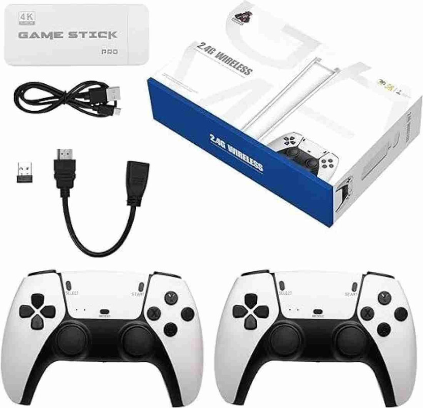 EXtreme PS5 4k Ultra HD gamestick With 2 PS5 Wireless Controller 64 GB with Yes(White)