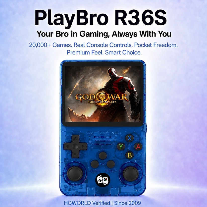 HG WORLD Retro Game R36s gaming console for Portable Style Pocket GameBox Handheld Gaming 3.5 IPS Screen Rechargeable Battery Handheld Console Gaming 64 GB with 15000 + Emulators Hand Video Game(Blue, Loved by Fans of Game Pad Playstation PS5,PS4,PS3,PS2,PS1, Xbox,Nintendo Switch)
