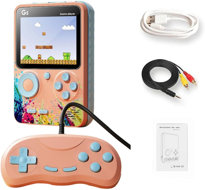 HG WORLD G5 Retro Mini Game Box 2 Player Classic Tv Video Game Handheld Portable Pocket Console Revisit Childhood,old video game (Best Gift & Fun) for All Ages 128 MB GB with Full HD AV Output With Extra Remote, Video Game Hand, Video Game Hand(Orange, Grey, Loved by Fans of Game Pad Playstation PS5