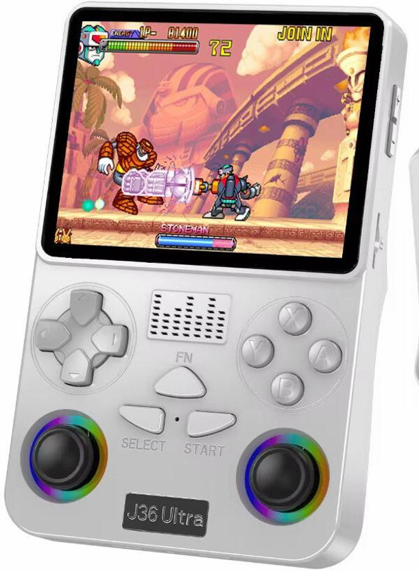 Playtastic Playtastic J36 Ultra Game Console 4 inch Retro Emulator System 64 GB with RGB joystick lighting & Built-in YouTube support(White) - Flipkart Deal