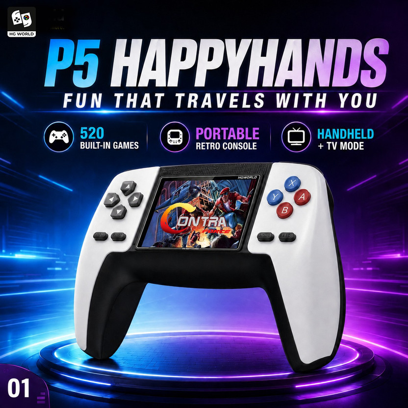 HG HG WORLD Retro P5 Portable Style Handheld Gaming Console for Tv video game for kids Gamepad(White, 500+ Games, 3.5 TFT Screen, AV Output, Pocket Fun, Best Gift for All Ages, For Android) - Flipkart Deal