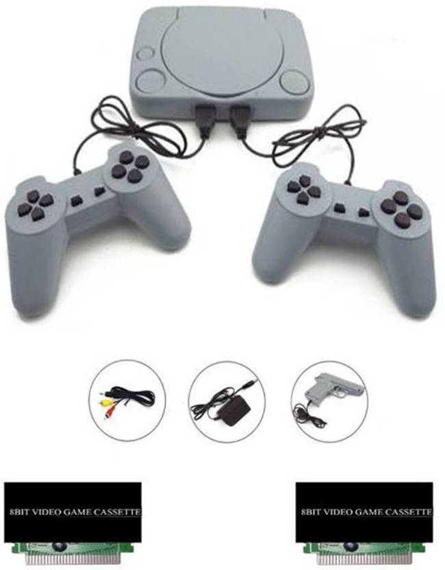 PTCMart 8bit TV Classic video game console with 2 cassettes & inbuilt