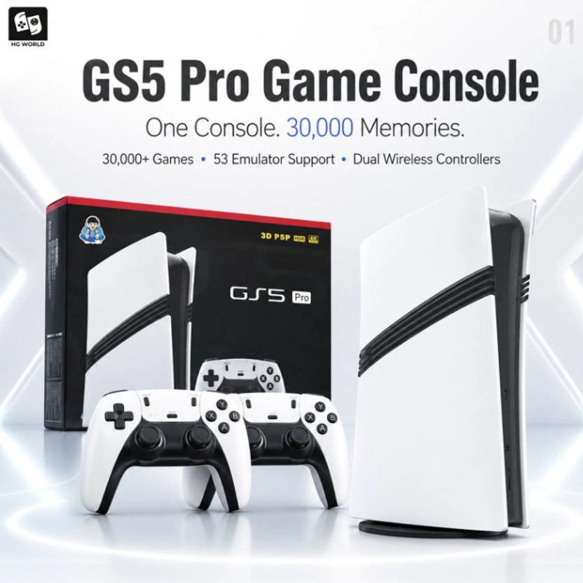 StyleNeste GS5 Pro Tv Console video game1 64 GB with God of War, Vice City, Liberty City, WWE, Cricket G, 30000+inbuil classic video games(Black white, yes)