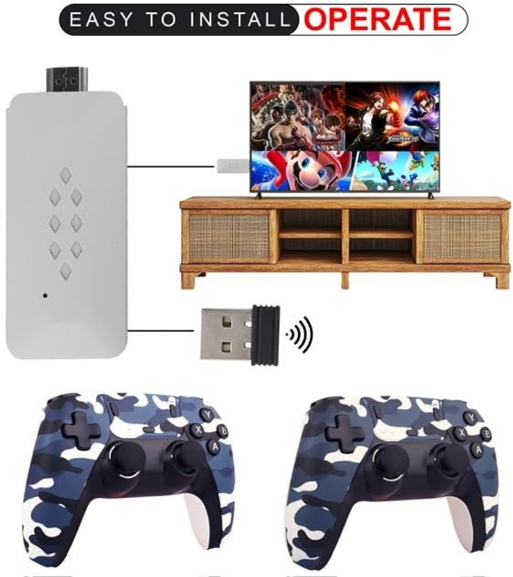 HG WORLD M22 Special Edition Retro Game Stick Console with 2.4G Dual Wireless Gamepad, 52+ Emulator, 64 GB with 30000+ Remote Video Games for Kids,, God of war, GTA, Mario and More Games For TV(Black)