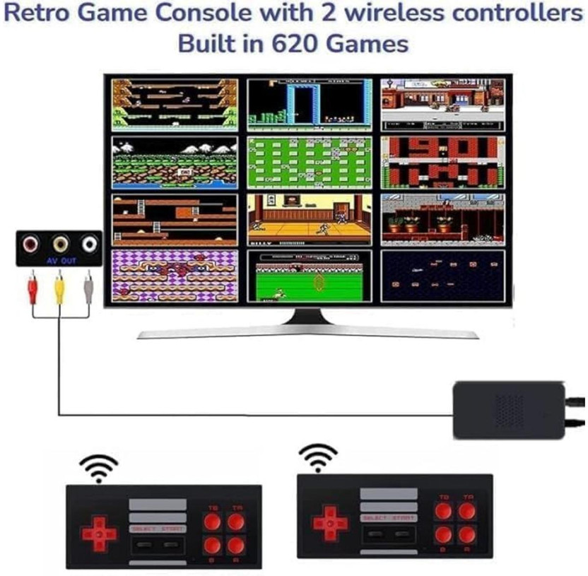 COUNTACH Extreme Retro Game Mini 4K HD Plug and Play Wireless Game Box in-built 620 Games 1 GB with 620 Games like contra, mario, cricket, football etc.(Multicolor)