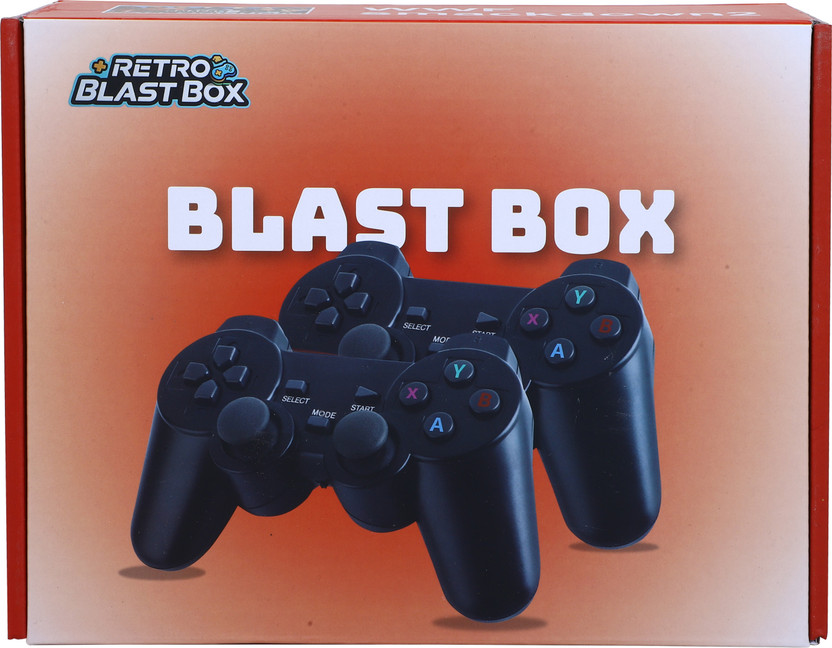 Playtastic M9 Blast Box Edition 4K Ultra HD Game Stick 64 GB with 2 Wireless Controllers, with 10 Emulators 24000+ Games 2.4G Wireless(Black)