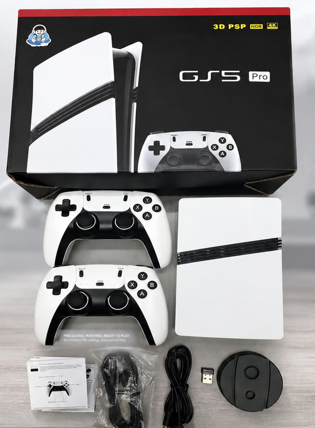 Playtastic GS5 Pro Classic TV Video Game Console with 4K HD Output 64 GB with with 25000 Games like God of War , Tekken, 53 Simulators for PSP Games(White)