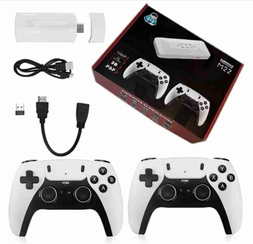 EXtreme M22 Game Stick Retro Video Game Console with 2 Wireless Controller 128 GB with Yes(White,Black)