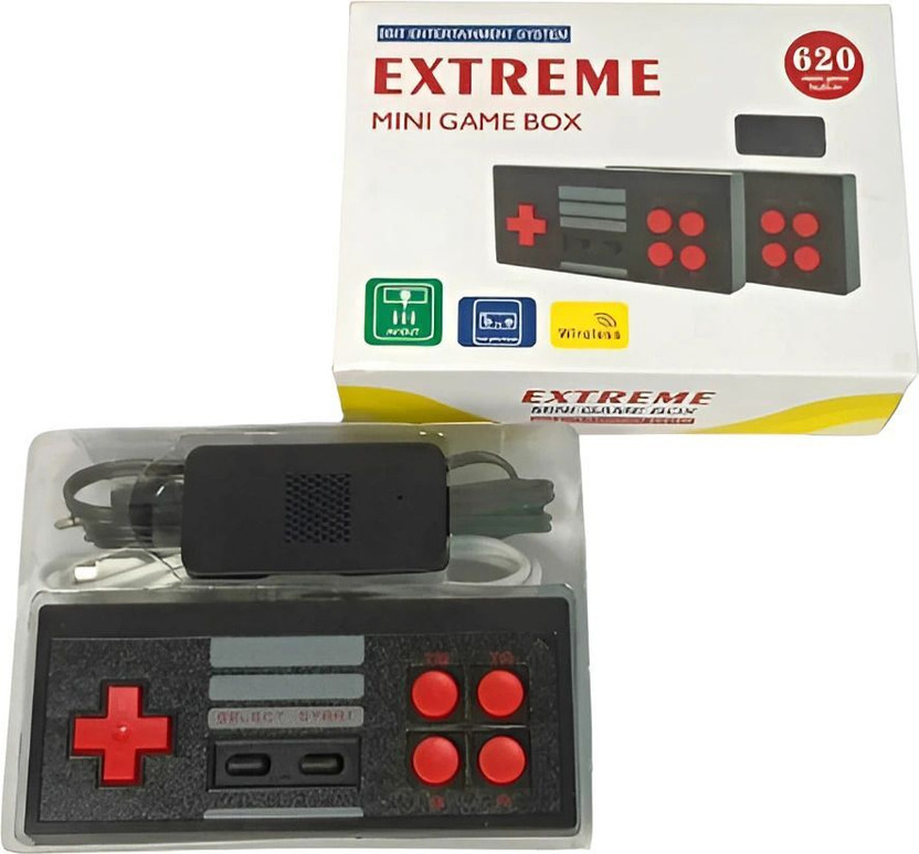 HG WORLD Retro Extreme Mini Game Box Wireless Classic Portable Gaming Console 1 GB with Preinstalled 500 + Classic Games, Super Contra & Many More Games, AV-OUTPUT(Black, Pocket Console, Video Game Player, TV Video Game, Yes)