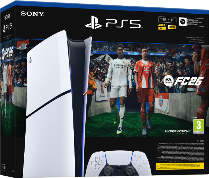 SONY PS5 Digital Edition - EA SPORTS FC 26 Bundle (CFI-2008B01) 1024 GB with Ea Sports Fc 26 Full-Game Voucher, Astro’S Playroom(White)