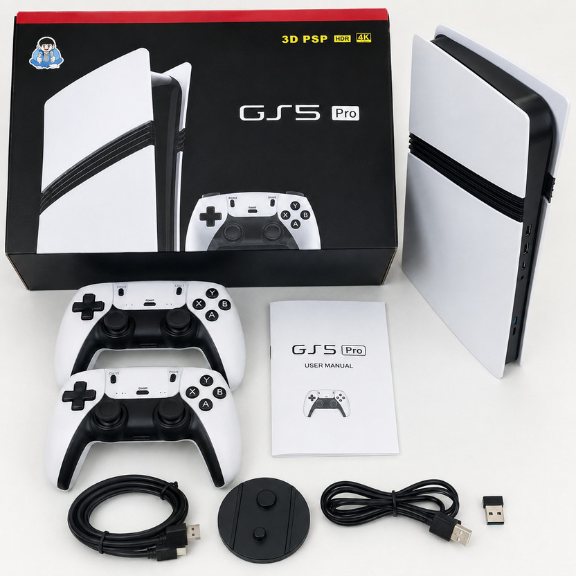 WEARME GS5 PRO Wireless Video Game Console 64 GB 64 GB with Smack Down, Cricket, Tekken, God of War, GTA Vice City(Black white, yes)