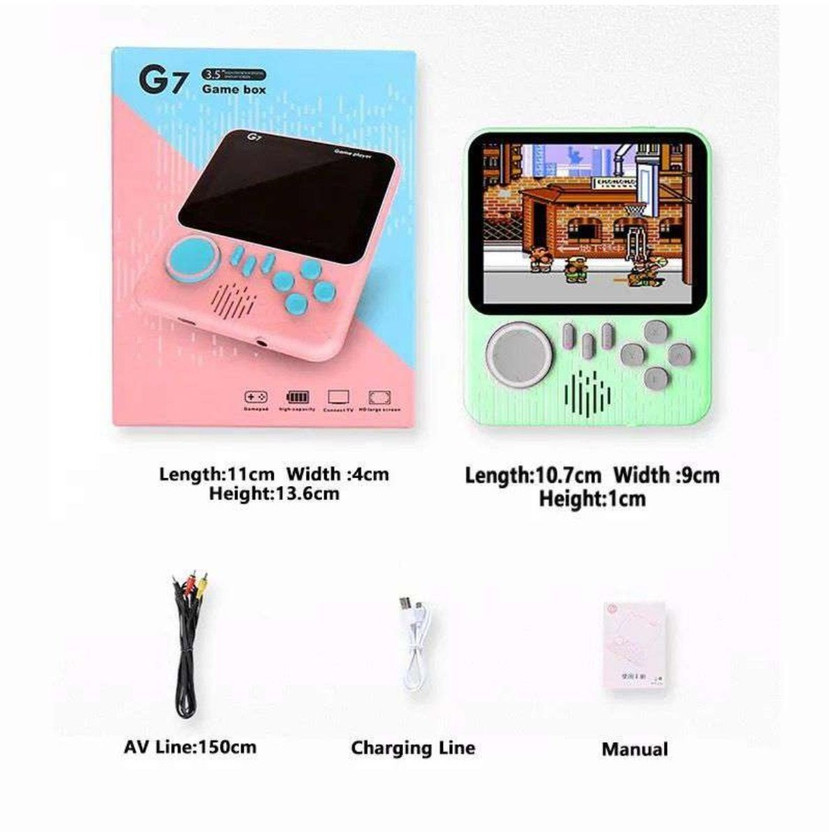 HG WORLD Retro Game Mini G7 Ultra-thin 0.39inch gaming console for tv Pocket Portable Sup Game Box 3.5 LCD Screen Power Battery handheld console Hand video game tv 128MB GB with 666+ Circus Charlie, Kung Fu, Mario Game Box, video game handheld, Best Gift for All Age(Green, Mini Video Game for Kids, 