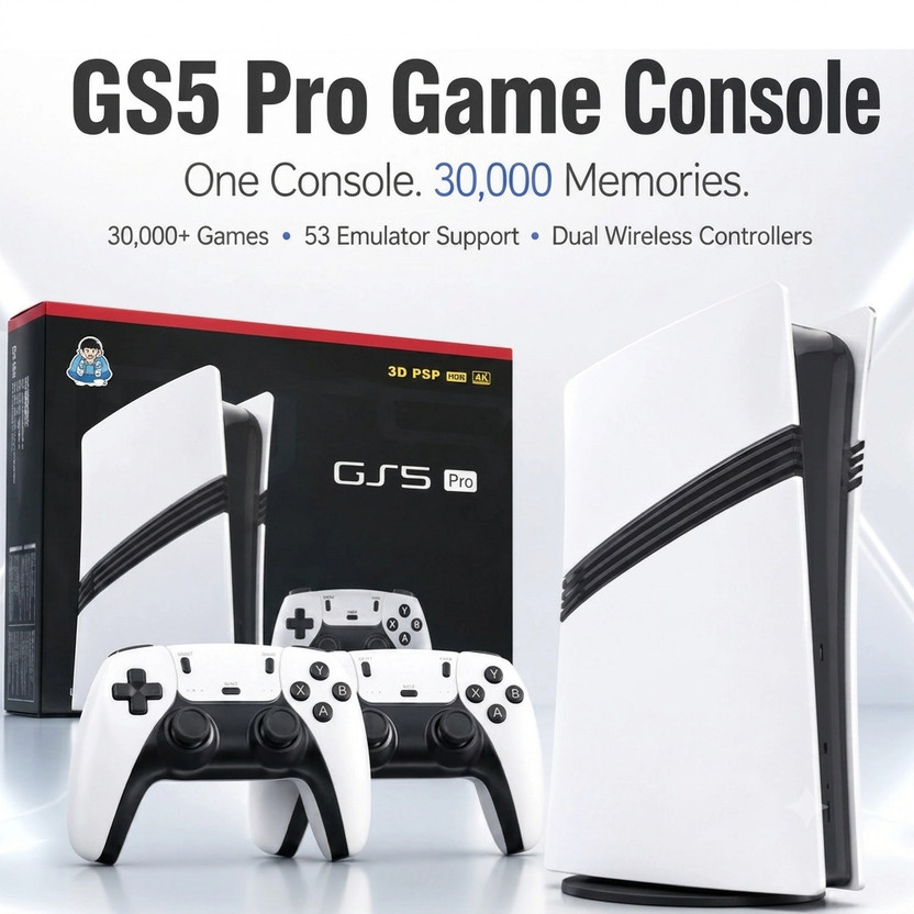 StyleNeste GS5 PRO Retro Gaming 64 GB with 53 Emulators, GTA Vice City, God of War, Tekken, Mario, Cricket, Smack Down(Black White, yes)