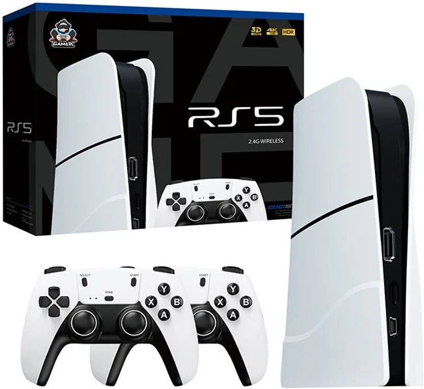 Playtastic RS5 Pro Classic TV Video Game Console with 4K HD Output 64 GB with with 25000 Games like God of War , Tekken, 53 Simulators for PSP Games(White)