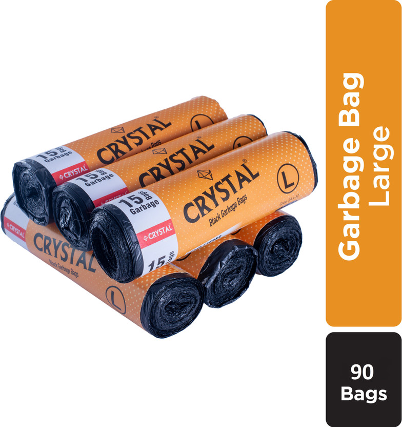 CRYSTAL Black (24 x 32 inch) Large 90 Bags Garbage Bag  Pack Of 90(90Bag )