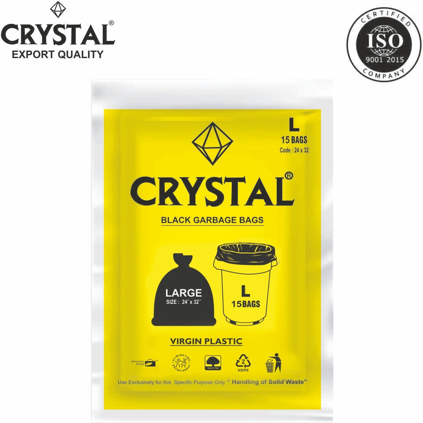 CRYSTAL Heavy Duty Large 15 Bags Garbage Bag  Pack Of 15(15Bag )