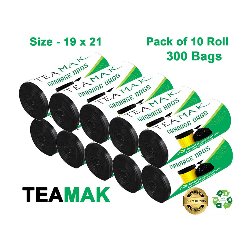 teamak Biodegradable Garbage Bag, 19*21 inches, 30 Bags/Roll (Pack of 10) Medium 13-15 L Garbage Bag  Pack Of 10(10Bag )