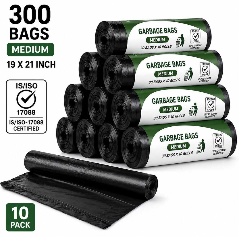 SEVENTEENSTITCH Garbage Bags/Dustbin Bags/Trash Bags Medium 15 L Garbage Bag  Pack Of 300(300Bag )