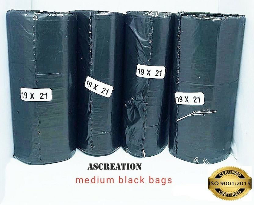 ASCREATION Biodegradable Black Garbage Bag -19X21 -MEDIUM -Pack of 4(120Bag ) Medium 12 L Garbage Bag  Pack Of 120(120Bag )