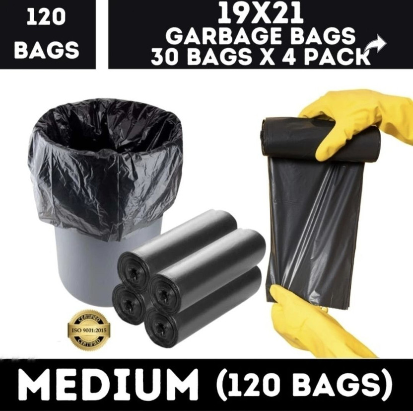 BLOOMWELL biodegradable Black Garbage Bags Medium 4 L Garbage Bag  Pack Of 120(120Bag )