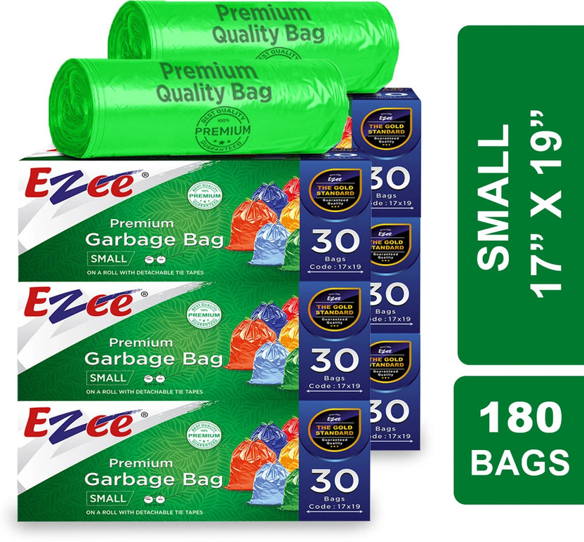EZEE Dustbin Bag|17'' x 19''|30Bagsx6Roll|Leak-Proof & 2X Strong|For Dry & Wet Waste Small 15 L Garbage Bag  Pack Of 180(180Bag )