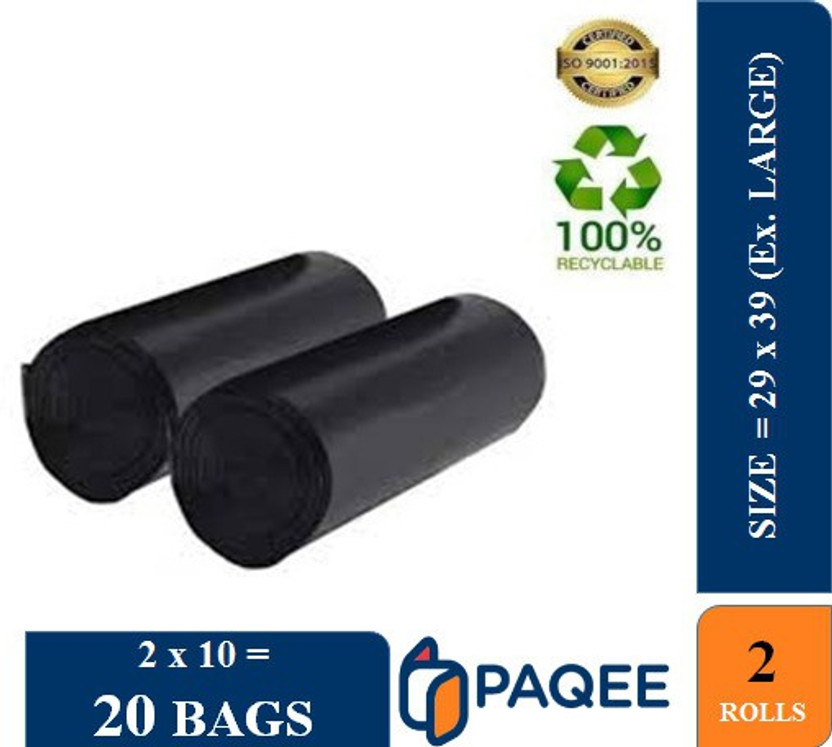 PAQEE Biodegradable Garbage Bag-29x39 Inch,10 per Roll, Ex. Large (110 L), (Set of 2) XL 110 L Garbage Bag  Pack Of 20(20Bag )