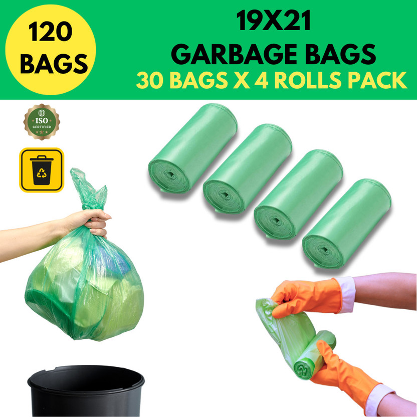 EcoSaver Premium Green Oxo Biodegradable Garbage bag - 19x21 inches, Pack of 1 Roll, Medium 22 L Garbage Bag  Pack Of 30(30Bag )