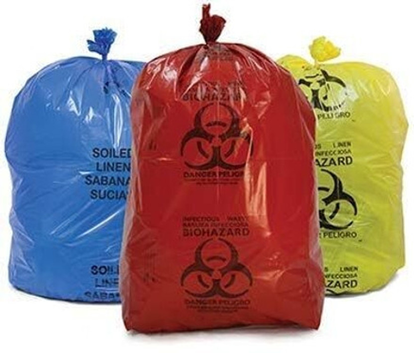 Fleming's Bio-Medical Waste Bags, 21x24 Inch, 30 Pack (10 Red, 10 Blue, 10 Yellow) Medium 16 L Garbage Bag  Pack Of 30(30Bag )