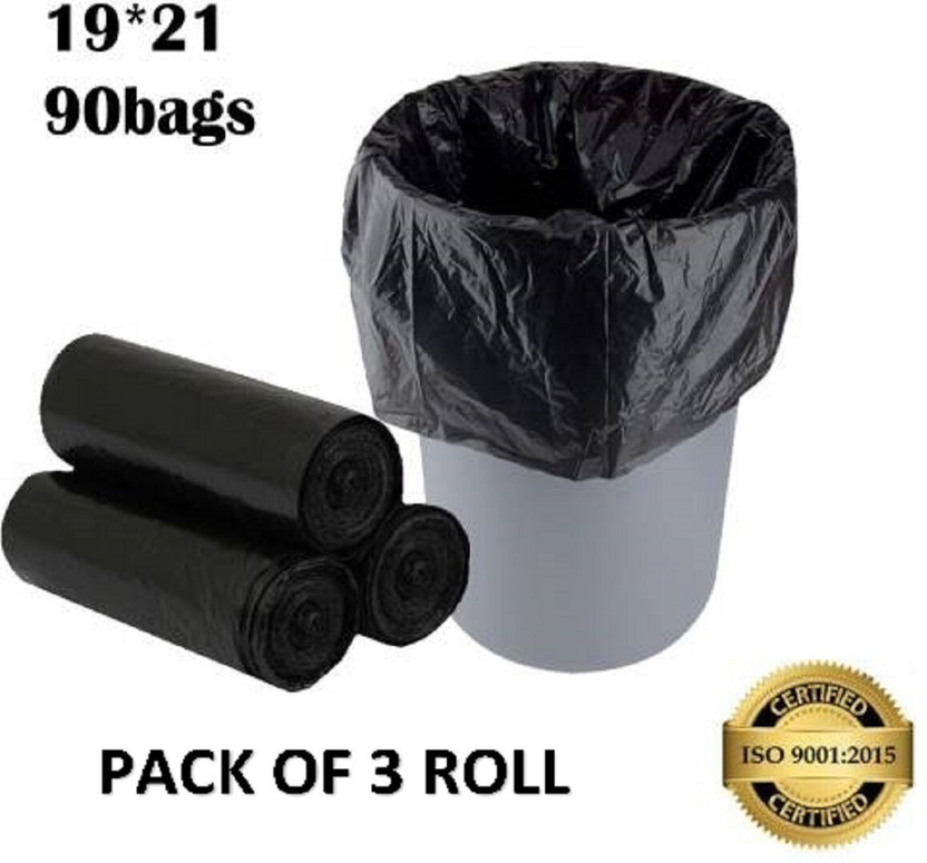 BRUZZLINE DUSTBIN BAG ROLL SIZE -19*21[90 BAGS] Medium 13L L Garbage Bag  Pack Of 90(90Bag )