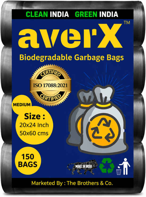averX averX Black Garbage Bag - 20x24 inches (Pack of 5, 150 Pieces, Medium) Standard Quality Medium 24 L Garbage Bag  Pack Of 150(150Bag ) - Flipkart Deal