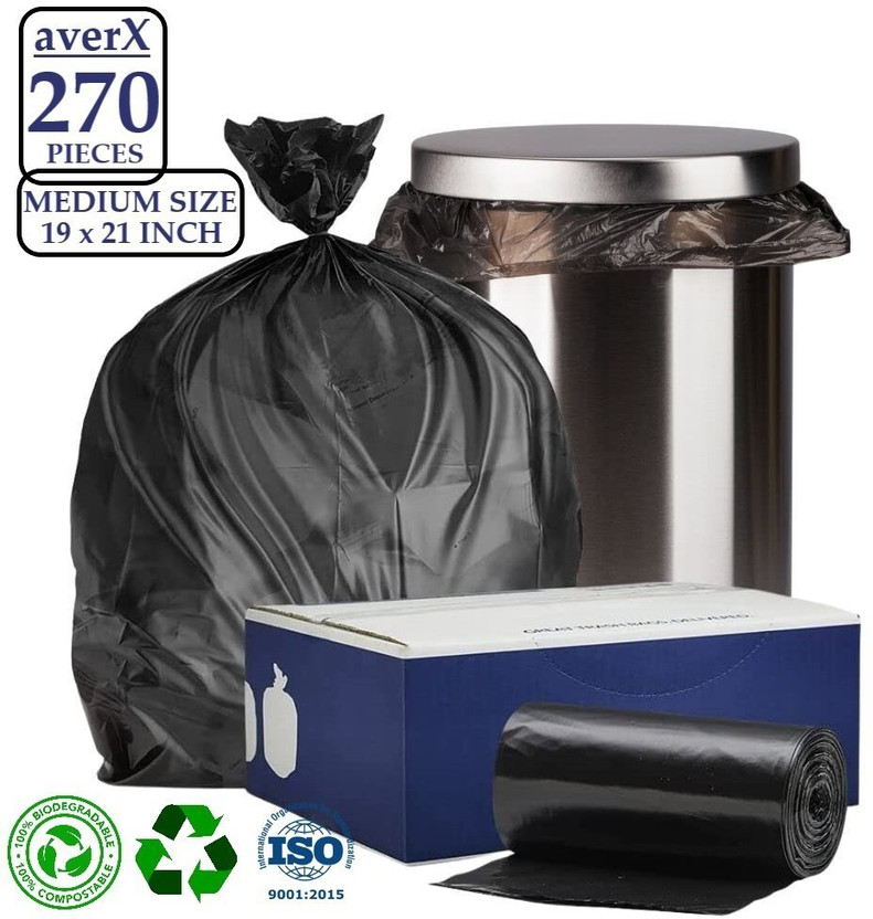 MJ Exim Premium Garbage Bags (Black, Medium, 19x21 inches) - 30 Bags/Roll - Pack of 9 Large 20 L Garbage Bag  Pack Of 270(270Bag )