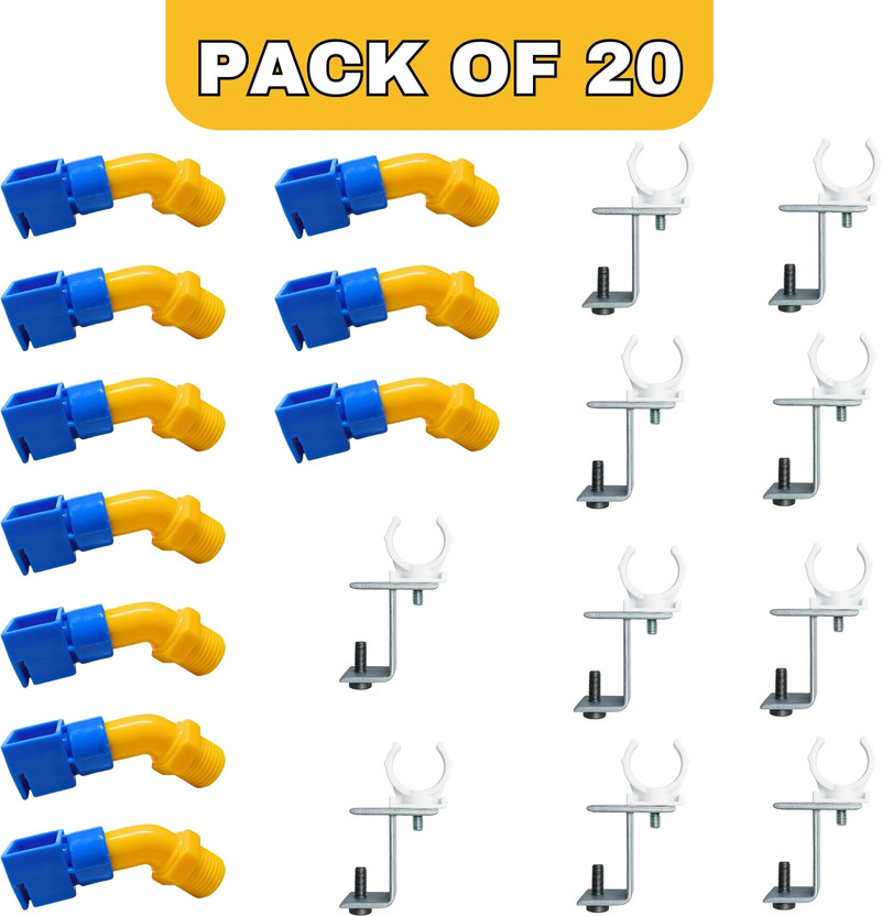 CulturalCart Solar Panel Cleaning Sprinkler & Adjustable L-Type Hanger Clamp 1/2" 1 L Hose-end Sprayer(Pack of 20)